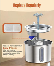 Produktbild von Oneisall Trinkbrunnen aus Edelstahl mit Pumpe und Filter 2L - 2 l