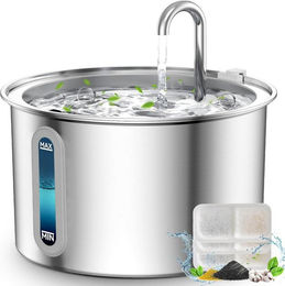 Oneisall Trinkbrunnen aus Edelstahl mit Pumpe und Filter 2L Silber - 2 l – Bild 1 von 5