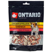 Produktbild von Ontario Belohnungssnack Huhn und Seelachs für Hunde aller Größen 70 g