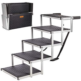 ONVAYA Hundetreppe faltbar aus Aluminium mit 5 Stufen als Hunderampe Einstieghilfe in Schwarz – Bild 1 von 13