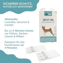 OptiPet Spot On Parasitenschutz für Hunde gegen Flöhe, Zecken, Läuse und Milben 12x1ml – Bild 1 von 6