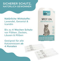 Produktbild von OptiPet Spot On Parasitenschutz für Katzen gegen Zecken, Flöhe, Milben und Läuse 6x 1ml - 6 x 1 ml