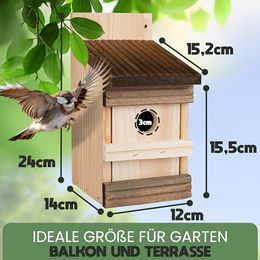 Oramics Meisenkasten aus Holz für Wildvögel 2er Set Braun – Bild 1 von 6