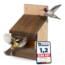 Oramics Meisenkasten aus Naturholz als Halbhöhlen Nistkasten für Wildvögel in Braun – Bild 1 von 8