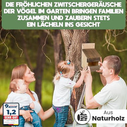 Oramics Set 4 Stück Halbhöhlen Nistkästen aus Naturholz für Wildvögel wie Meisen Spatzen und Stare in Braun – Bild 1 von 5