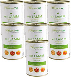 Produktbild von OrganicVet Bio Hundeschonkost Sensitive Lamm und Rind Stückchen in Sauce 2800g