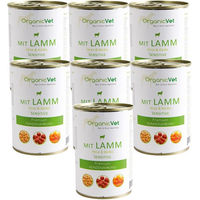 Produktbild von OrganicVet Bio Hundeschonkost Sensitive Lamm und Rind Stückchen in Sauce 2800g