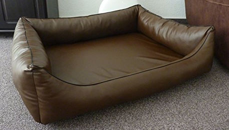 Produktbild von Ortopico Orthopaedisches Hundesofa Hundebett aus Kunstleder mit Viscoschaum Matratze Braun 80 x 60 cm