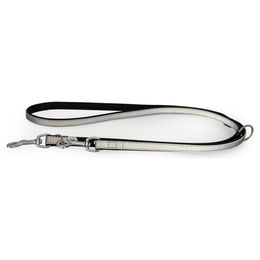 Produktbild von Oslo Silver Leder-Führleine reflektierend Schwarz Silber 200 cm 18 mm