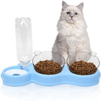 Produktbild von OSTWOLKE 3 in 1 Katzen- und Hundefutterstation aus Kunststoff mit 15 Grad Kippfunktion für Katzen und kleine Hunde