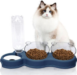 OSTWOLKE 3 in 1 Katzen- und Hundefutterstation Kippbarer Futternapf aus Kunststoff für Katzen und kleine Hunde – Bild 1 von 5