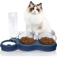 Produktbild von OSTWOLKE 3 in 1 Katzen- und Hundefutterstation Kippbarer Futternapf aus Kunststoff für Katzen und kleine Hunde
