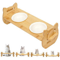 Produktbild von OSTWOLKE Doppelnapf Futterstation aus Keramik höhenverstellbar für kleine Hunde und Katzen