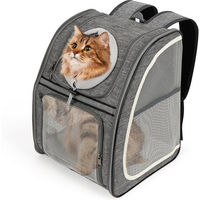 Produktbild von OSTWOLKE Katzenrucksack Tiertransporttasche aus Polyester grau wasserabweisend mit Netzfenster für Katzen bis 6 kg