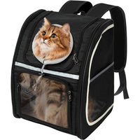 Produktbild von OSTWOLKE Katzenrucksack Tiertransporttasche aus Polyester mit Netzfenster Schwarz wasserabweisend und faltbar bis 6 kg