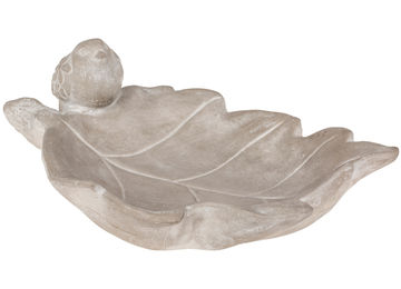 Out of the blue Vogeltränke und Vogelbad aus Beton in Grau mit Blatt-Design – Bild 1 von 3