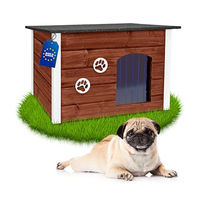 Produktbild von Outentin Hundehütte aus Holz für mittelgroße Hunde Outdoor wetterfest und isoliert Braun 76 x 60 x 60cm