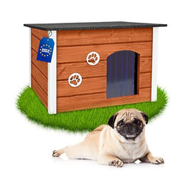 Outentin Hundehütte aus Holz für mittelgroße Hunde Outdoor wetterfest und isoliert Braun 76 x 60 x 60cm – Bild 1 von 7