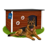 Produktbild von Outentin Hundehütte aus Holz XL wetterfest und isoliert für große Hunde in Nuss Braun 105 x 71 x 64cm