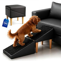 Produktbild von Outentin Hundetreppe klappbar aus Kunstleder in Schwarz für kleine Haustiere