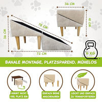 Produktbild von Outentin Hundetreppe klappbar beige rutschfest für kleine und große Hunde 36 cm hoch