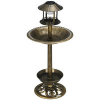 Produktbild von Outsunny Vogeltränke Stehend mit Solarleuchte und Blumensockel aus Kunststoff in Bronze 110 cm Höhe