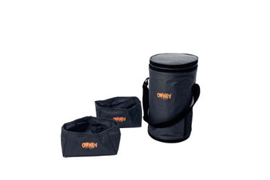 Owney Tour Set Hundfutter-Tasche mit 2 Faltnäpfen aus Polyester in Schwarz und Grau – Bild 1 von 3