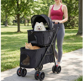oyajia Hundebuggy 2in1 Faltbarer Haustierwagen für Hunde und Katzen aus Oxford-Gewebe Schwarz bis 15kg – Bild 1 von 5