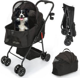 oyajia Hundebuggy klappbarer Hundewagen aus Oxford-Gewebe für Hunde und Katzen in Schwarz Größe M/L – Bild 1 von 5