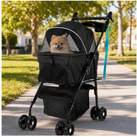 Produktbild von oyajia Hundebuggy klappbarer Hundewagen für mittlere Rassen bis 20 kg in Schwarz mit Netzfenstern und Getränkehalter aus Oxford-Gewebe