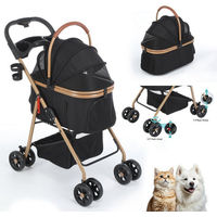 Produktbild von oyajia Hundebuggy und Katzenbuggy klappbar aus Aluminium in Schwarz für große Hunde und Katzen