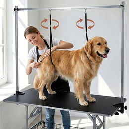 oyajia Hundeschermaschine Tierpflegetisch aus Holz höhenverstellbar für kleine bis mittelgroße Hunde 113.5*61*177-183.5cm – Bild 1 von 5