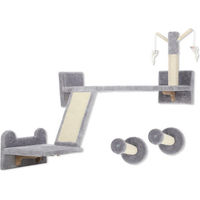 Produktbild von oyajia Katzen-Kletterwand 3-teilig aus Sisal mit Kratzbrett und Sprungplatten, Grau
