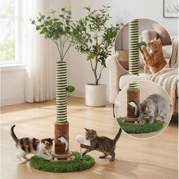 oyajia Kratzbaum mit Holzkugel und Sisal für Katzen in Grün – Bild 1 von 5