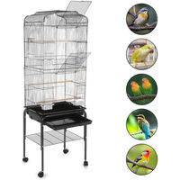 Produktbild von oyajia Vogelvoliere und Nagerkäfig aus Metall mit Schmutzwanneneinsatz Schwarz