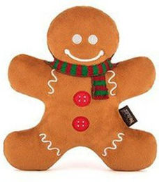P.L.A.Y. Pet Plüschspielzeug Gingerbread Man Quietschender Lebkuchenmann für Hunde – Bild 1 von 4