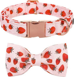 Produktbild von PACIEA Hunde-Halsband mit Fliege gepunktet Erdbeeren 100% Baumwolle