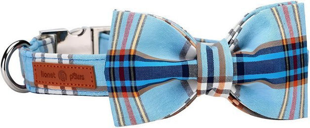 Produktbild von PACIEA Hunde-Halsband mit Fliege Karomuster aus 100% Baumwolle