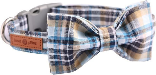 Produktbild von PACIEA Hunde-Halsband mit Fliege Karomuster aus Baumwolle