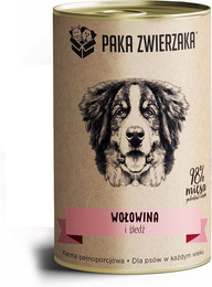 Produktbild von PAKA ZWIERZAKA Nassfutter für Hunde mit Rindfleisch und Hering - 400 g