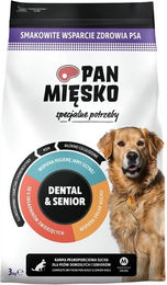 Produktbild von PAN MIĘSKO Dental und Senior Trockenfutter mit Rind und Truthahn für adulte und ältere Hunde M 3 kg