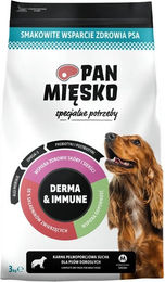 Produktbild von PAN MIĘSKO Derma und Immune Trockenfutter mit Schweinefleisch und Fisch für adulte Hunde M 3 kg