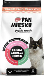 Produktbild von PAN MIĘSKO Digestive &amp; Hairball Control Trockenfutter Truthahn mit Lachs für adulte Katzen 3 kg