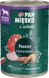 Produktbild von Pan Mięsko Dog Pastete mit Garnelen - 12 x 400 g