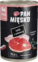 Produktbild von Pan Mięsko Dog Puppy Truthahn mit Rind - 12 x 400 g