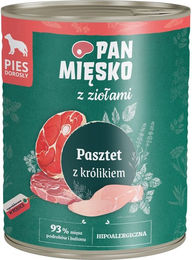 Produktbild von PAN MIĘSKO mit Kräutern Pastete mit Kaninchen für Hunde 800 g