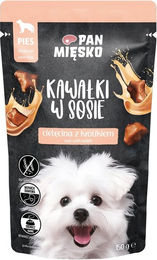 Produktbild von PAN MIĘSKO Nassfutter mit Kalbfleisch und Kaninchen in Soße für adulte Hunde getreidefrei 150 g
