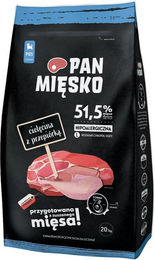 Produktbild von PAN MIĘSKO Trockenfutter Kalb mit Wachtel für Welpen L Hypoallergen 20 kg