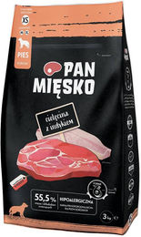 Produktbild von PAN MIĘSKO Trockenfutter Kalbfleisch mit Truthahn für adulte Hunde XS hypoallergen 3kg