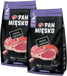 Produktbild von PAN MIĘSKO Trockenfutter mit Kalb und Lamm für Senioren M hypoallergen 2x9 kg